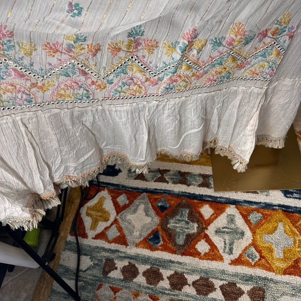 Ananta‎ NWT Elegant Bohemian Size L/XL pastel& White Halter Maxi Dress - Picture 8 of 16